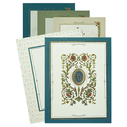 White Elegant Floral Padded Wedding Card - KBM05040