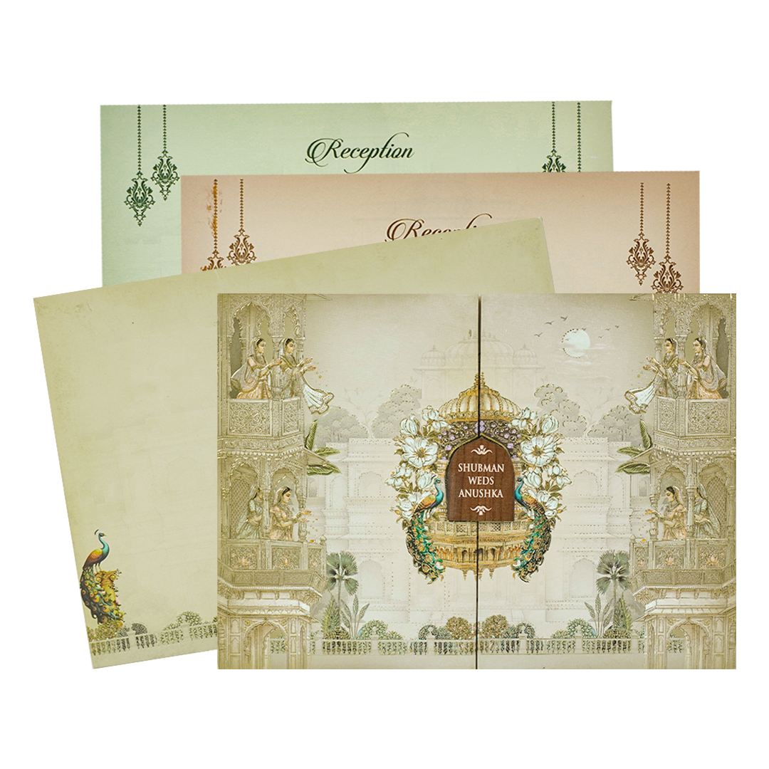 Royal Cream Ivory Padded Wedding Card-KRB09240