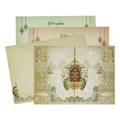 Royal Cream Ivory Padded Wedding Card-KRB09240
