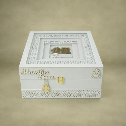 White Premium Laser-Cut Luxury Invitation Box-KNLW20242