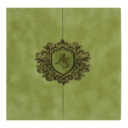 Green Emblem Wedding Invitation Box-KMMEX8390
