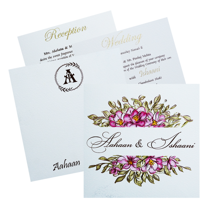 White Floral Theme Invitation-King of Cards