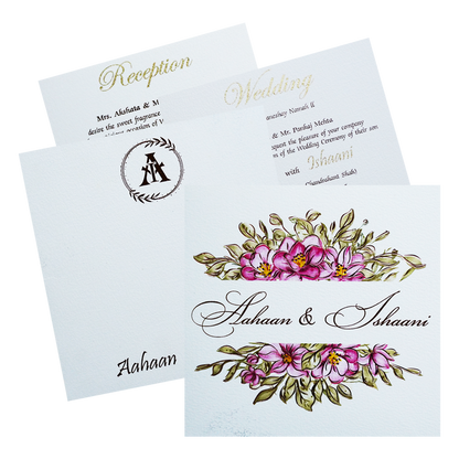 White Floral Theme Invitation-King of Cards