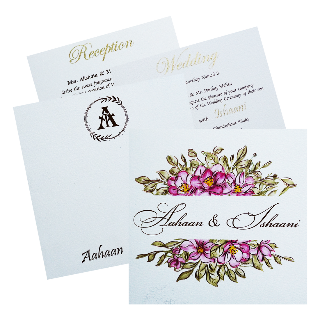 White Floral Theme Invitation-King of Cards