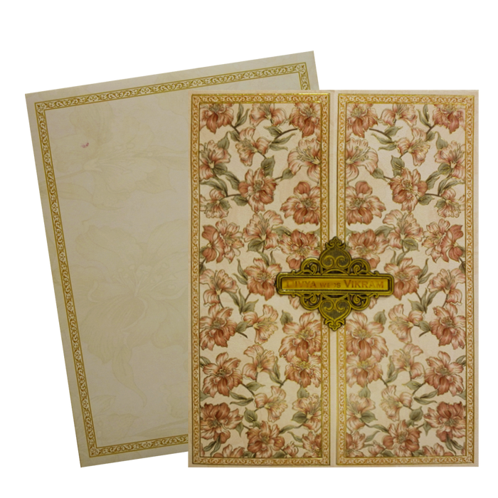 Coral Floral Wedding Card-King of Cards