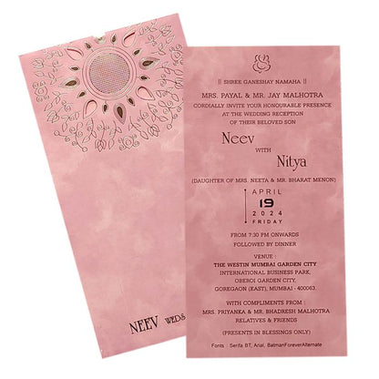 Pink Single Sheet Wedding Card-King of Cards
