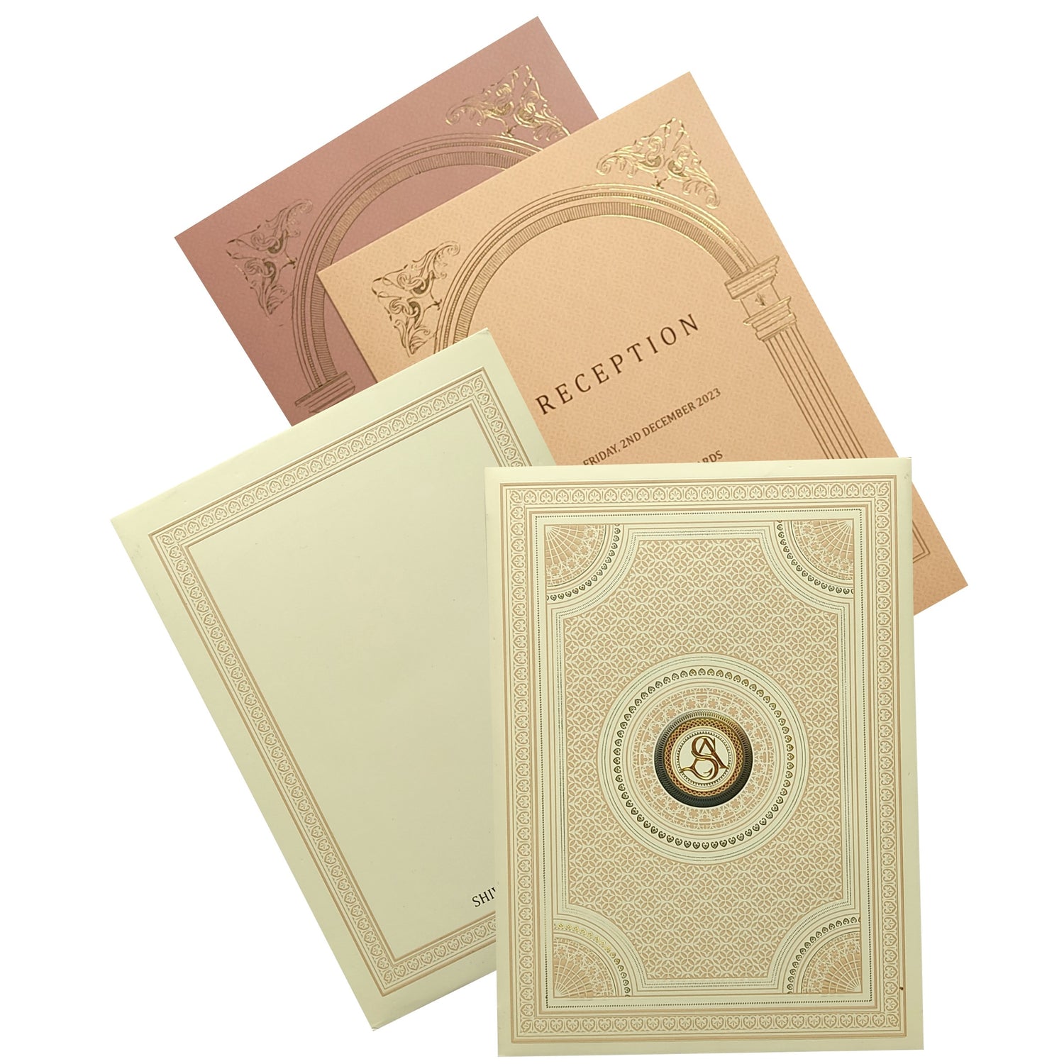 Cream Premium Padded Wedding Card-KBM04450