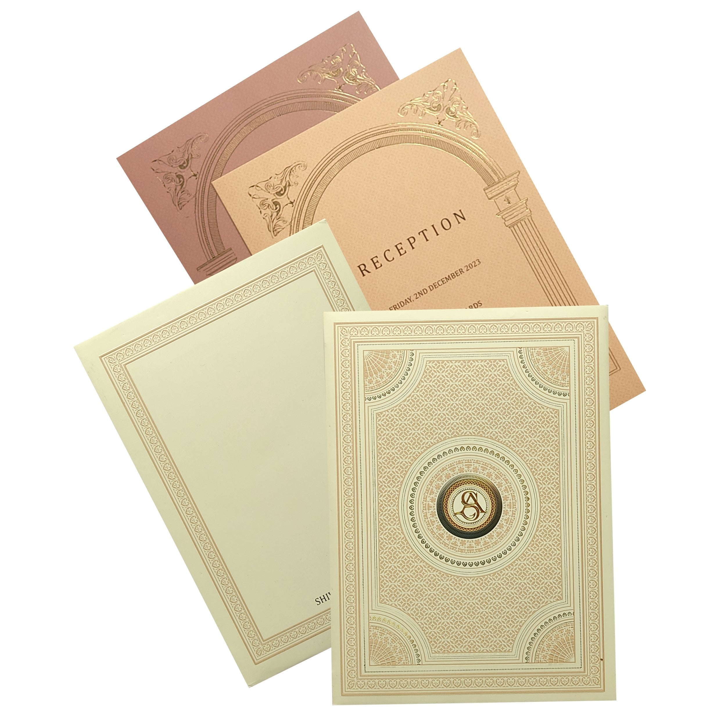 Cream Premium Padded Wedding Card-KBM04450