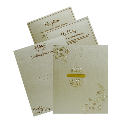 Metallic Brown Padded Wedding Card-King of Cards