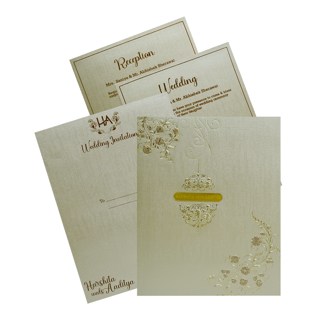 Metallic Brown Padded Wedding Card-King of Cards