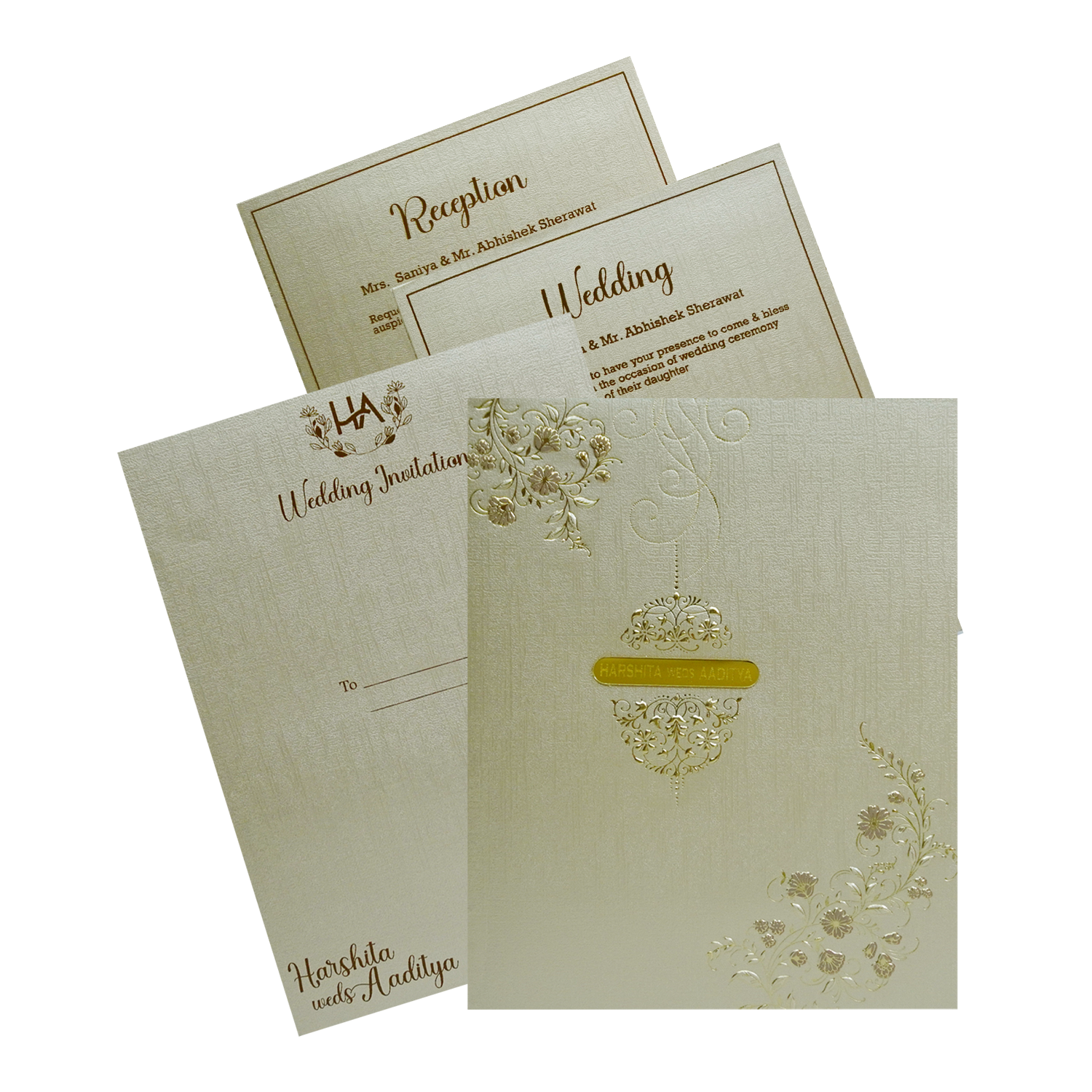 Metallic Brown Padded Wedding Card-King of Cards