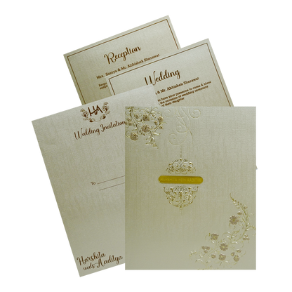 Metallic Brown Padded Wedding Card-King of Cards