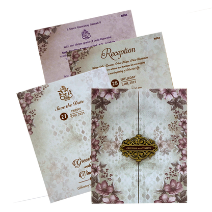 Ash Grey Floral Design Invitation-King of Cards