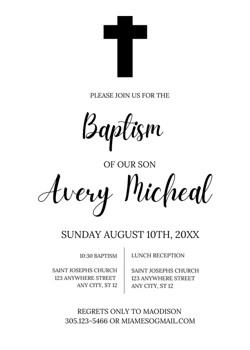 Black Cross Baptism Ceremony Invitation-AABAP001