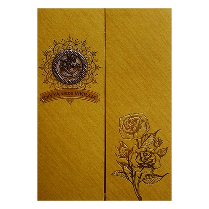 Metallic Gold Ganesha Wedding Card-King of Cards