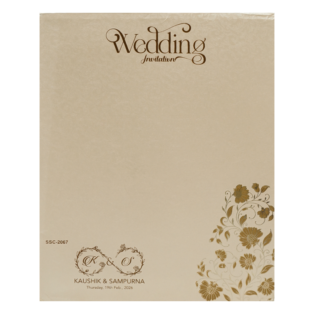 Buy Cream Gold Floral Padded Wedding Card