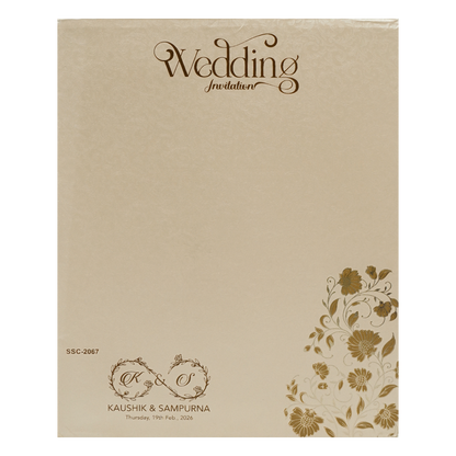 Buy Cream Gold Floral Padded Wedding Card