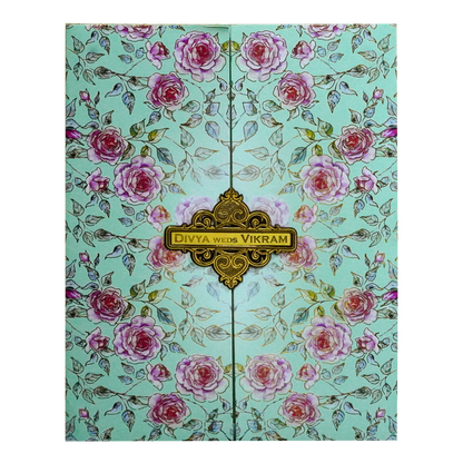 Blue Floral Door Wedding Invitation-King of Cards