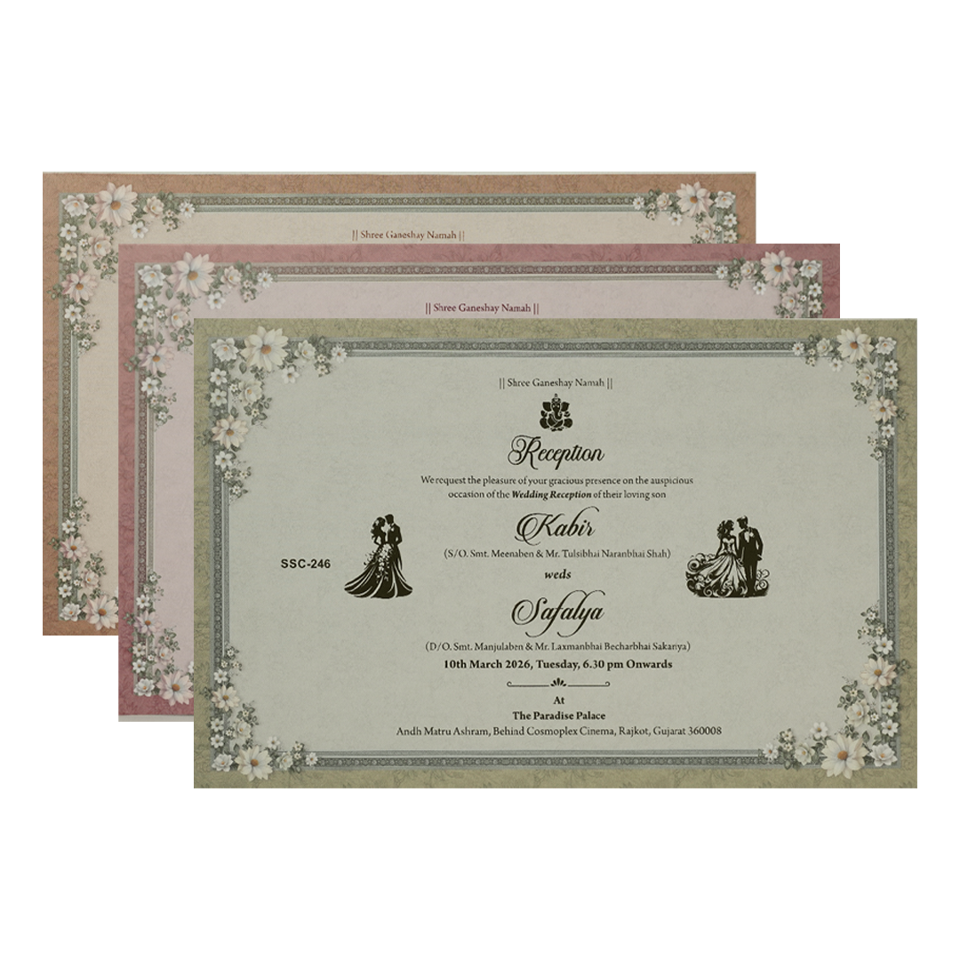 Buy Pink Floral Padded Wedding Card