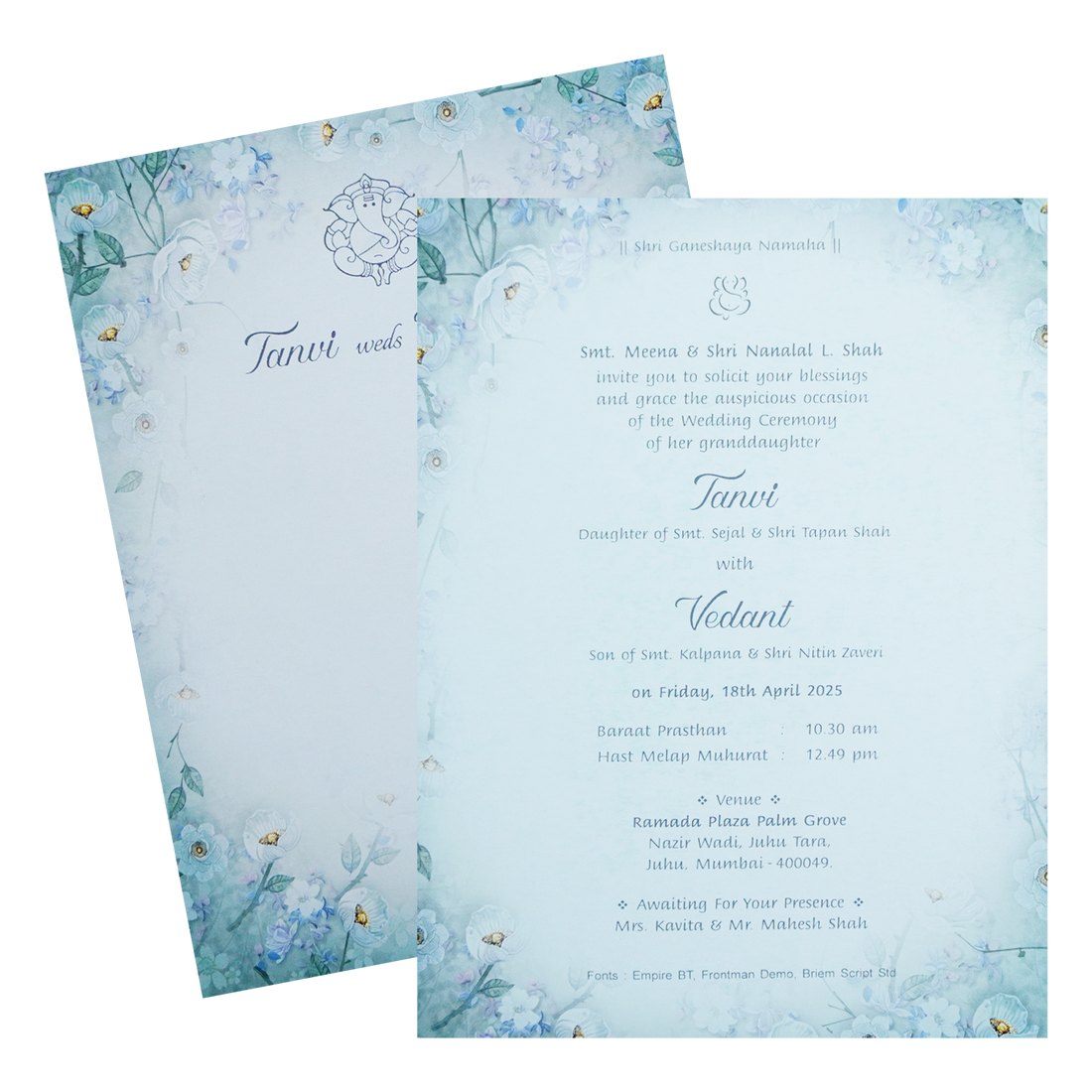 Soft Green Single Sheet Invitation-King of Cards
