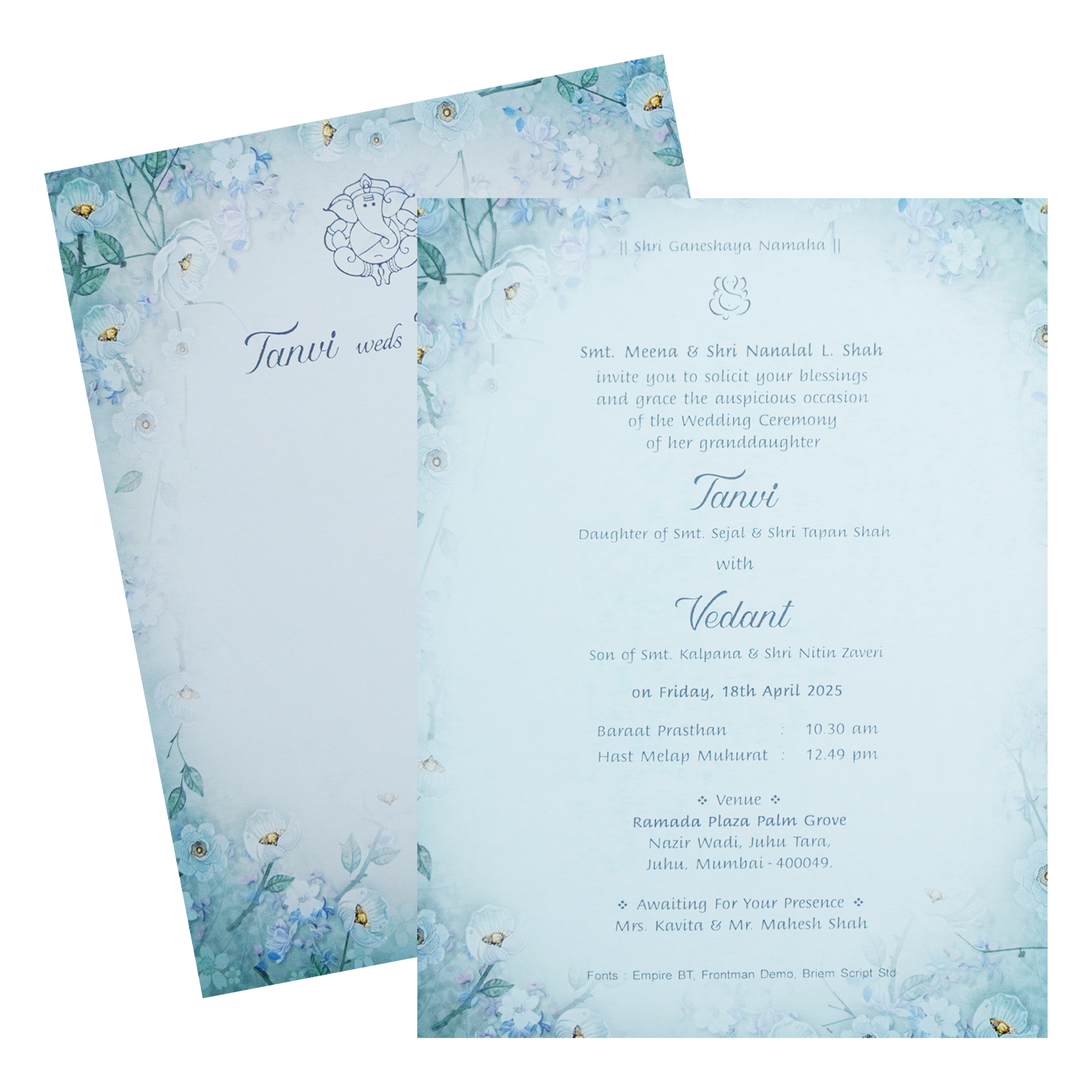 Soft Green Single Sheet Invitation-King of Cards
