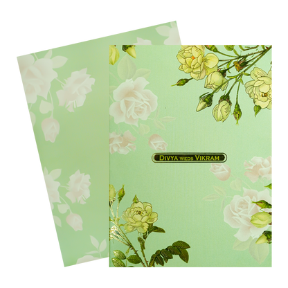 Mint Green Rose Floral Wedding Card-KNTY6814
