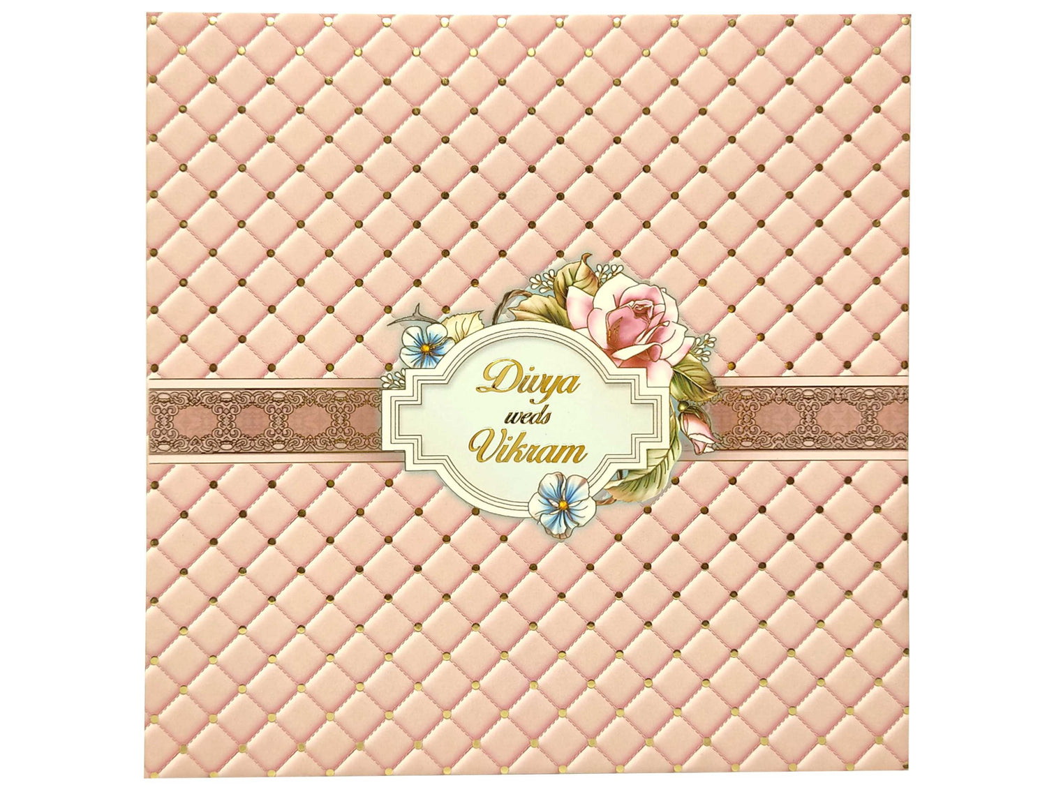 Pink Embossed Designer Padding Invitation Card-KNPO01LP-King of Cards