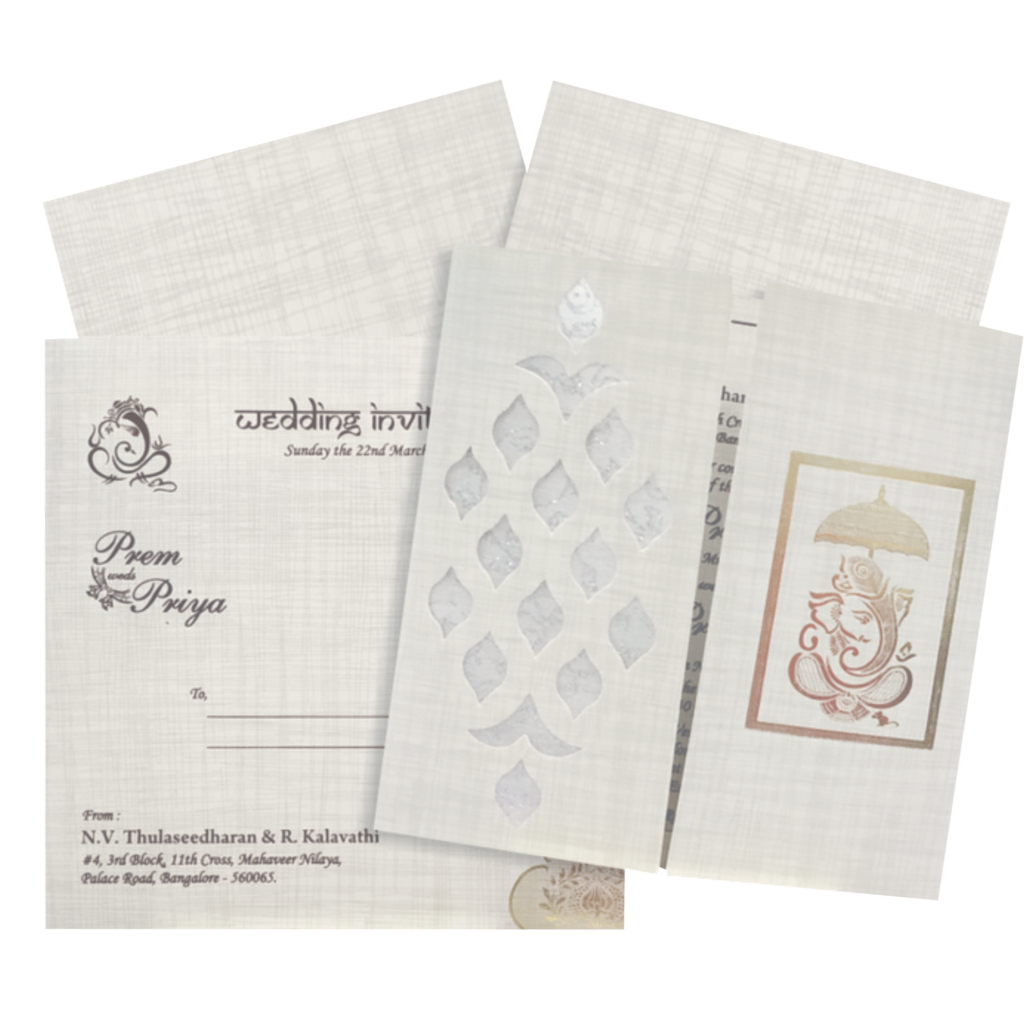 Grey Gold Metallic Laser Cut With Gold Wolly And Gold Ganesha Print-KNRP43420