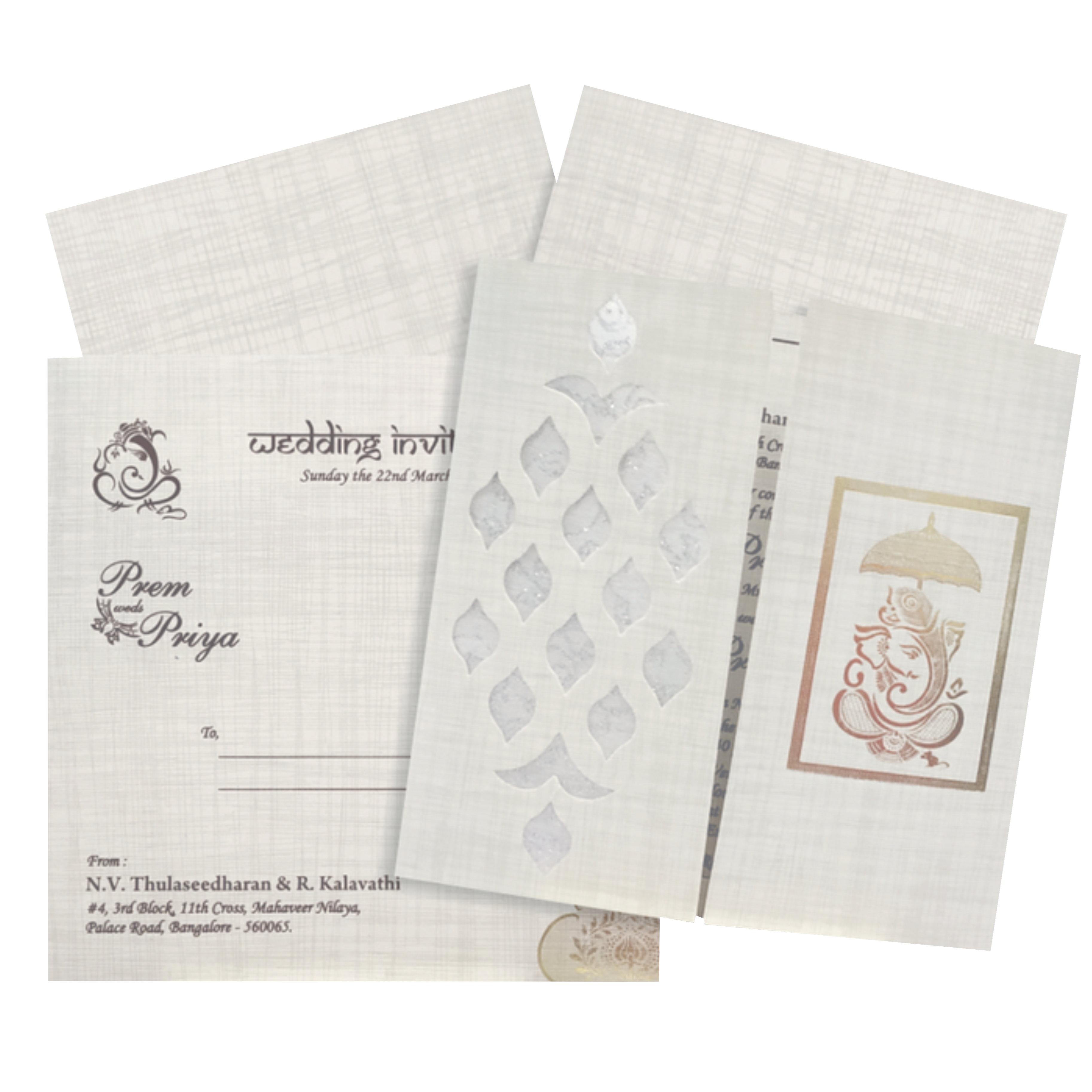 Grey Gold Metallic Laser Cut With Gold Wolly And Gold Ganesha Print-KNRP43420