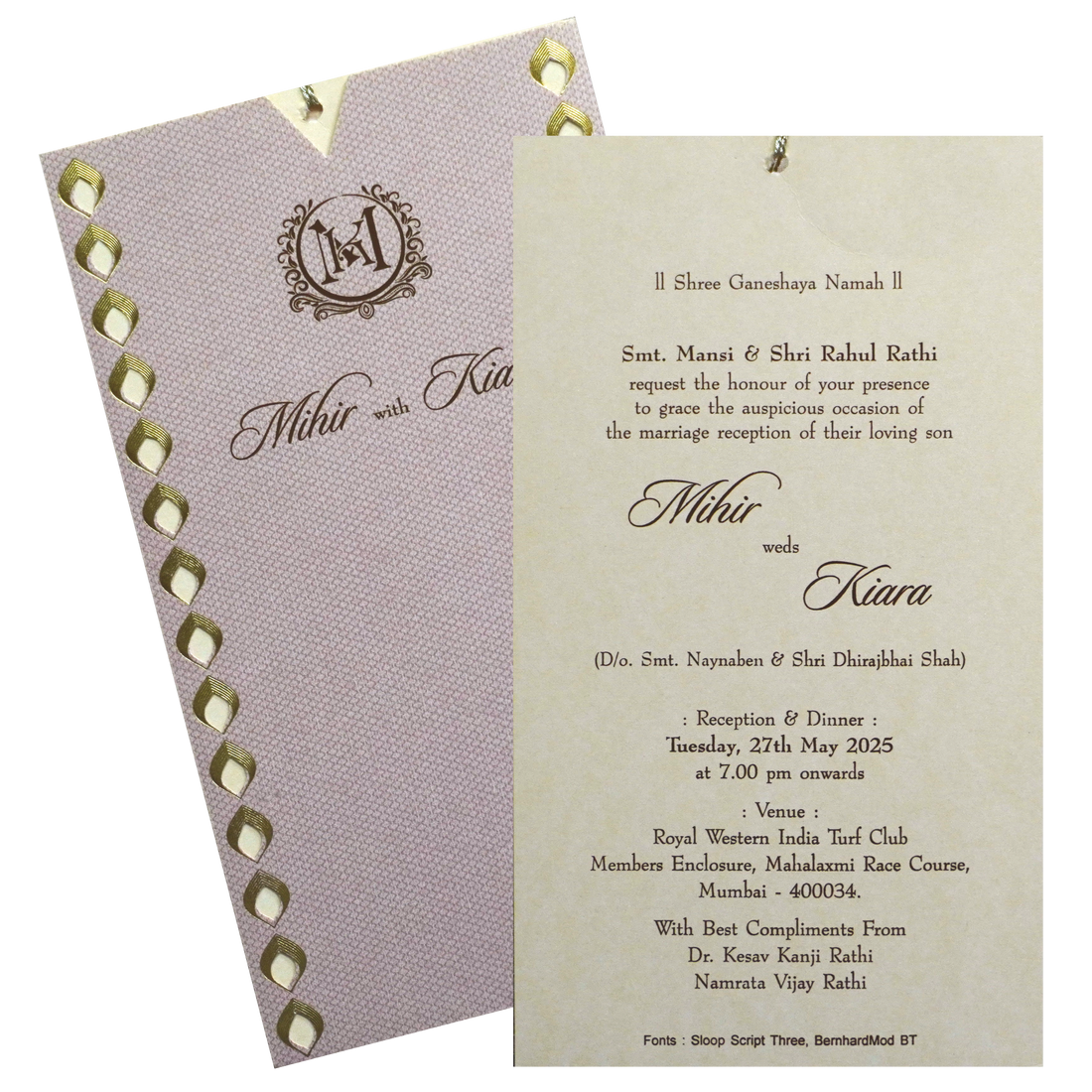 Beige Pale Pink Wedding Card-King of Cards