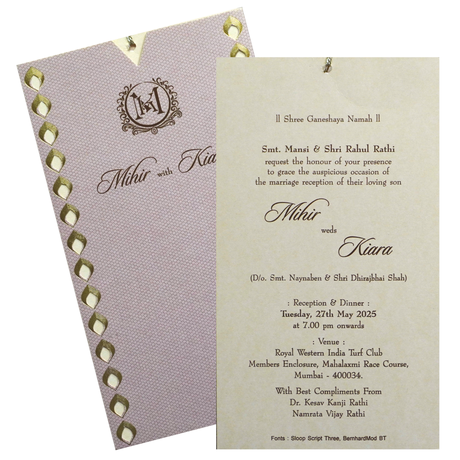 Beige Pale Pink Wedding Card-KRCS7042
