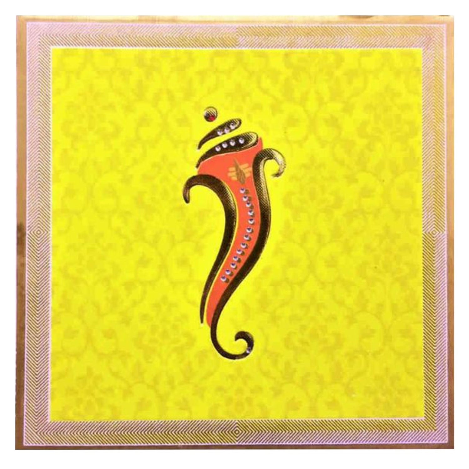 Yellow Ganesha Invitation Card-KNKZ0675