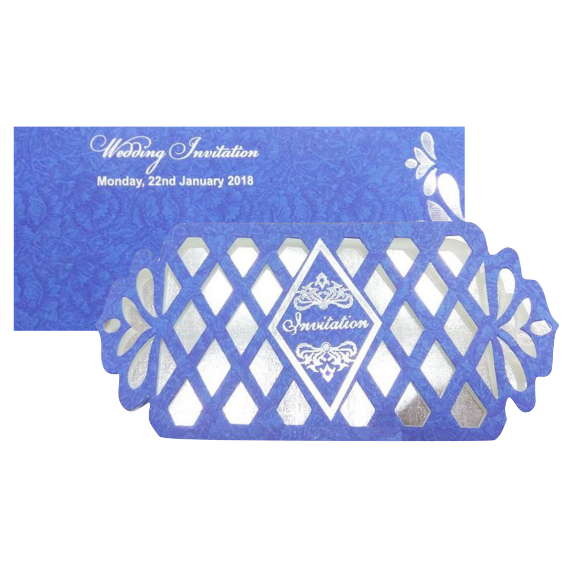 Beautiful Blue Shaded With Floral Design Wedding Card - KNKSP728-King of Cards