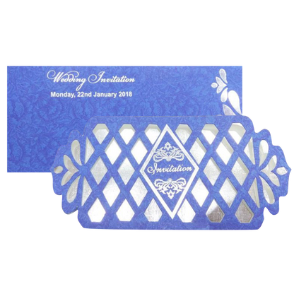 Beautiful Blue Shaded With Floral Design Wedding Card - KNKSP728-King of Cards