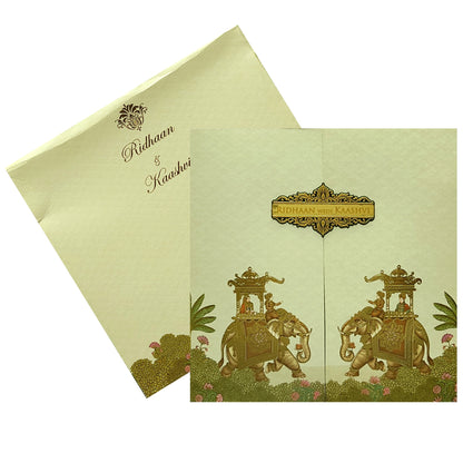 Beige Light Green Invitation Card-King of Cards