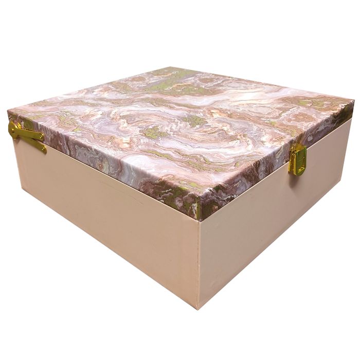 Beige Square Box Invitation-KBX0502-King of Cards