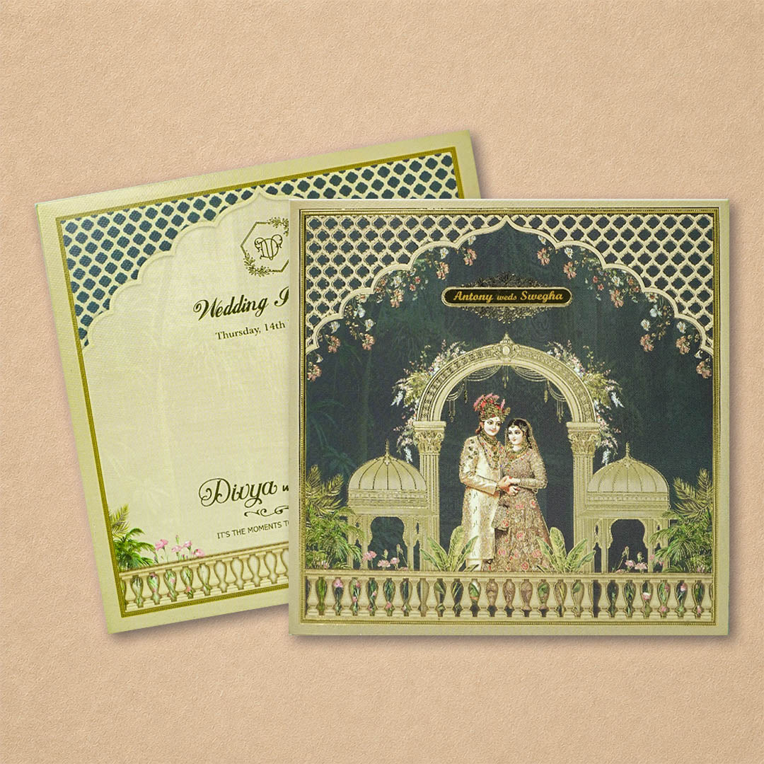 Green Bride Groom Wedding Card - KNKD8114