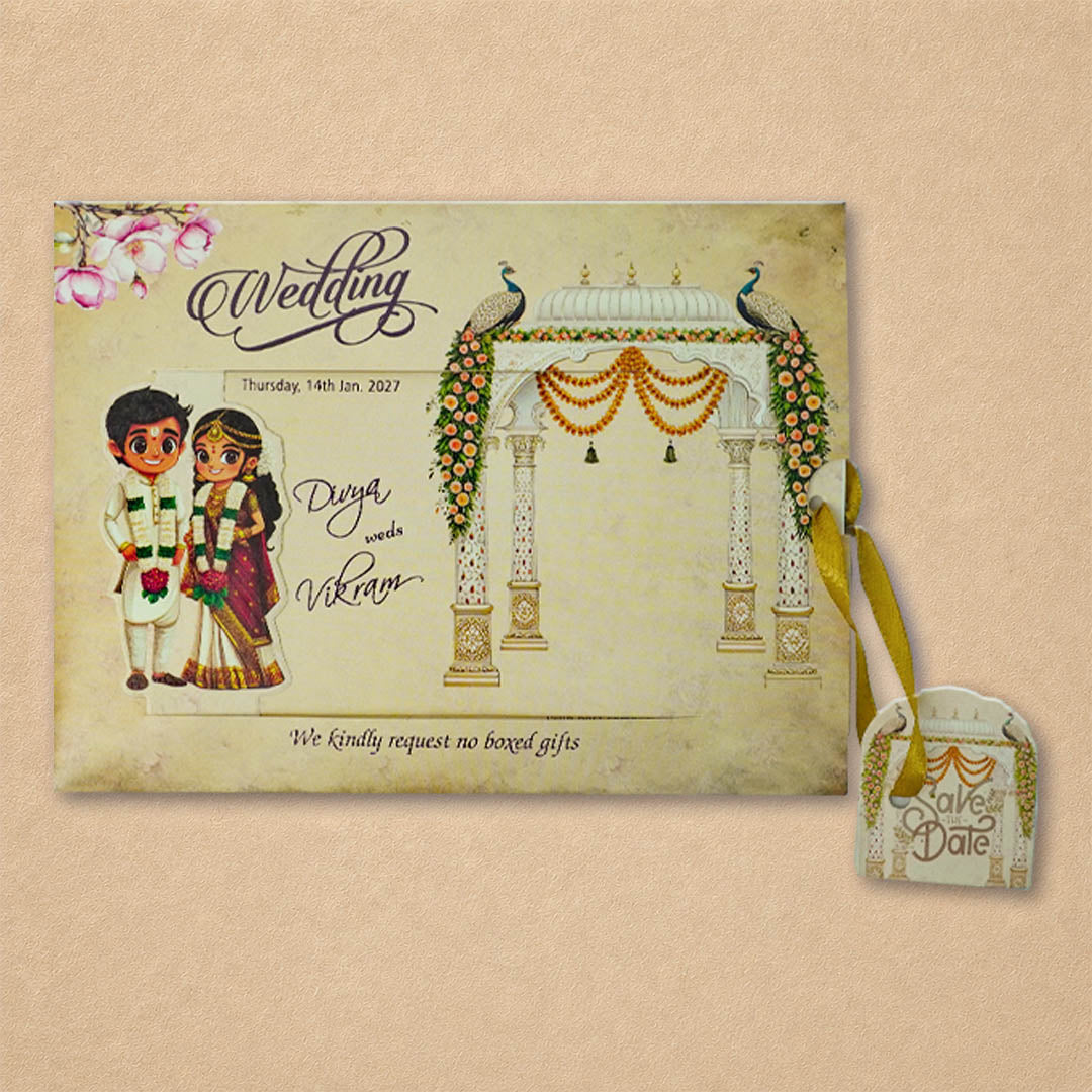 Cream Bride groom Wedding Card-KNKRL122