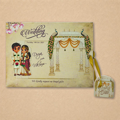Cream Bride groom Wedding Card-KNKRL122