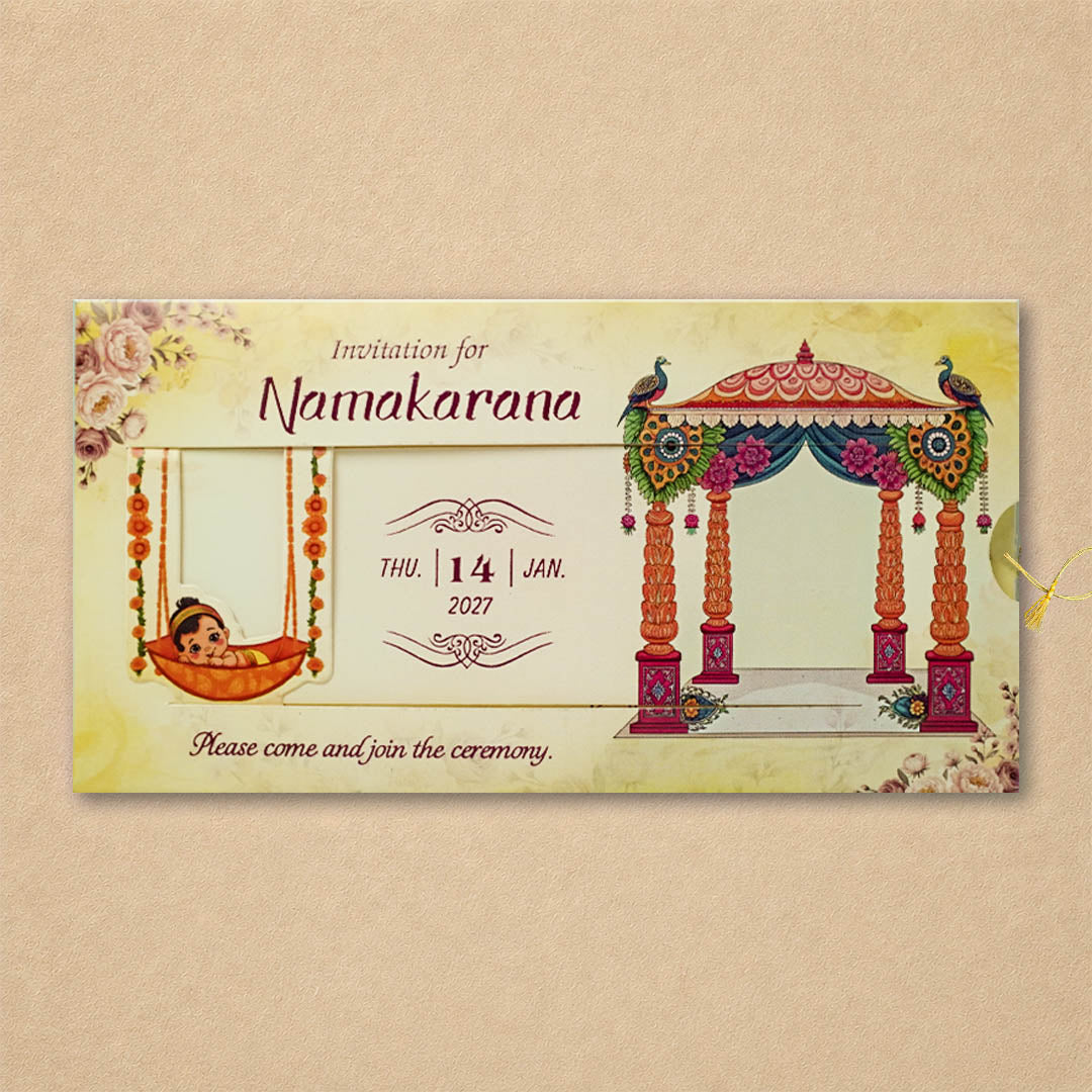 Yellow Baby Naming Ceremony Card | King of cards – King of Cards