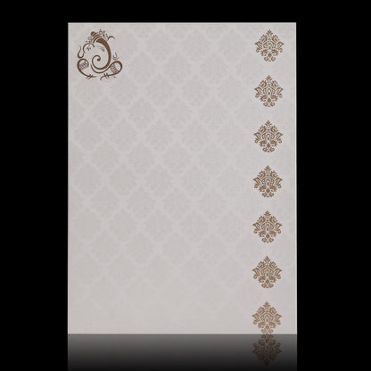 Gold Foiling Embossed Ganesha With White Shading Wedding Card - KNK1145