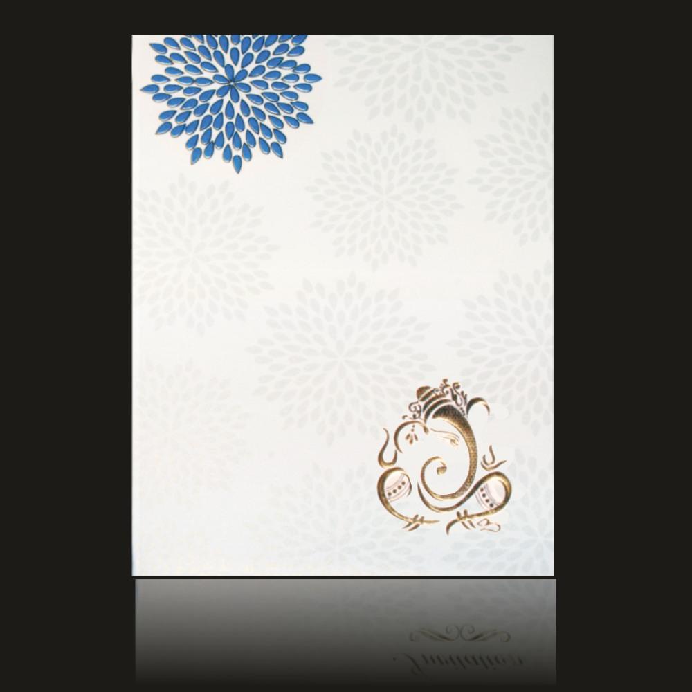 Fascinating Flower Theme With Ganesha Theme Wedding Card - KNCG1502