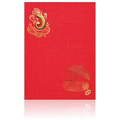 Red Paper Print Fancy Dhol Design Wedding Card-KNCM808R