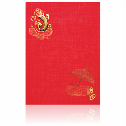 Red Paper Print Fancy Dhol Design Wedding Card-KNCM808R-King of Cards