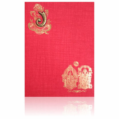 Red Classic Paper Print Balaji And Padmavathi Hindu Wedding Invitation Card-KNCM810R