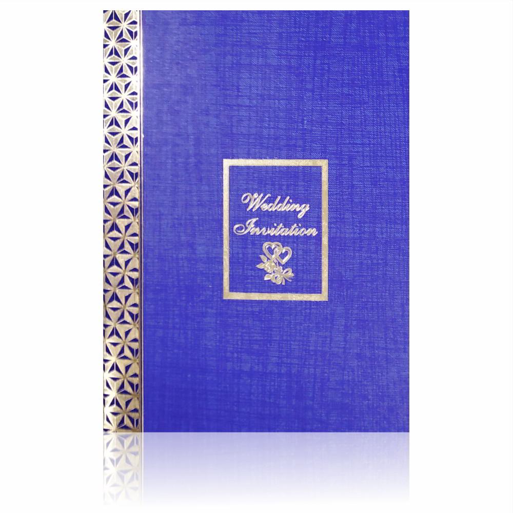 Blue Classic Paper Print Invitation Card With Message Box-KNCP813B