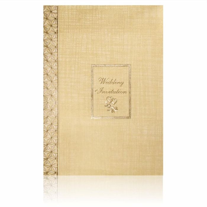 Brown Gold Classic Paper Print Wedding Cards With Message Box-KNCP813N-King of Cards