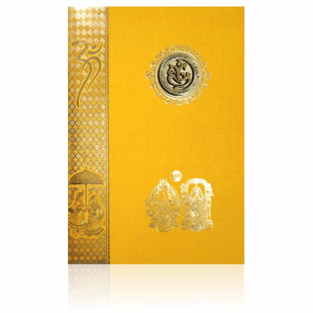 Orange Classic Gold Foil Border Balaji Padmavati Wedding Card-KNCP817O