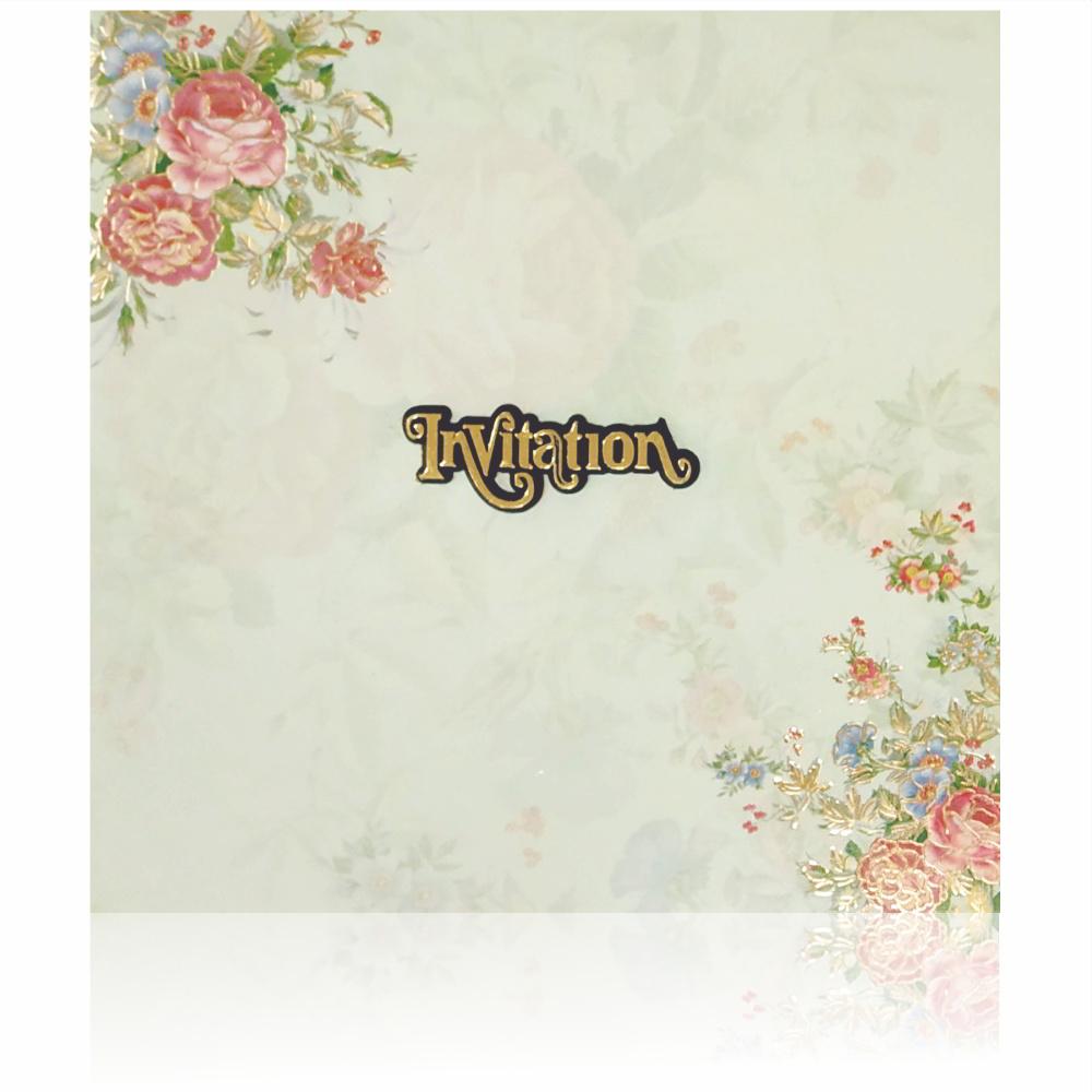 Pista green flower blooming wedding invitation card-KNCT8801