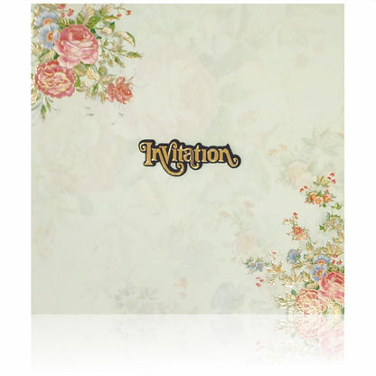 Pista green flower blooming wedding invitation card-KNCT8801